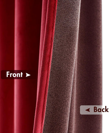 MIULEE Christmas Red Velvet Curtains Thermal Insulated Blackout Curtain Drapes for Bedroom Living Room Darkening 84 Inches Long Curtains Panels Rod Pocket Set of 2