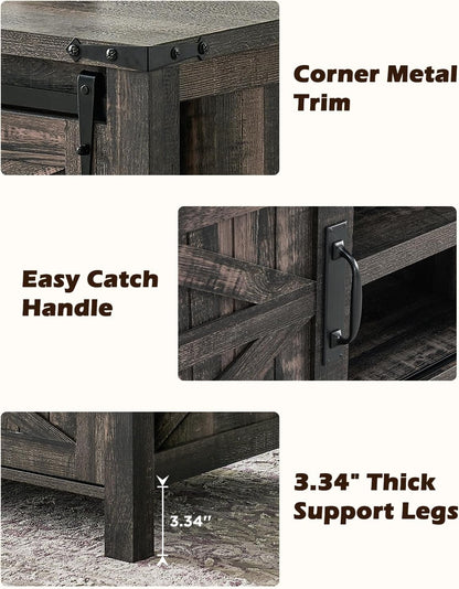 OKD 48" Farmhouse Lift Top Coffee Table with Sliding Barn Door,Rustic Center Table with Hidden Storage Compartment,Lifting Tabletop and Adjustable Shelf for Living Room,Office,Dark Rustic Oak