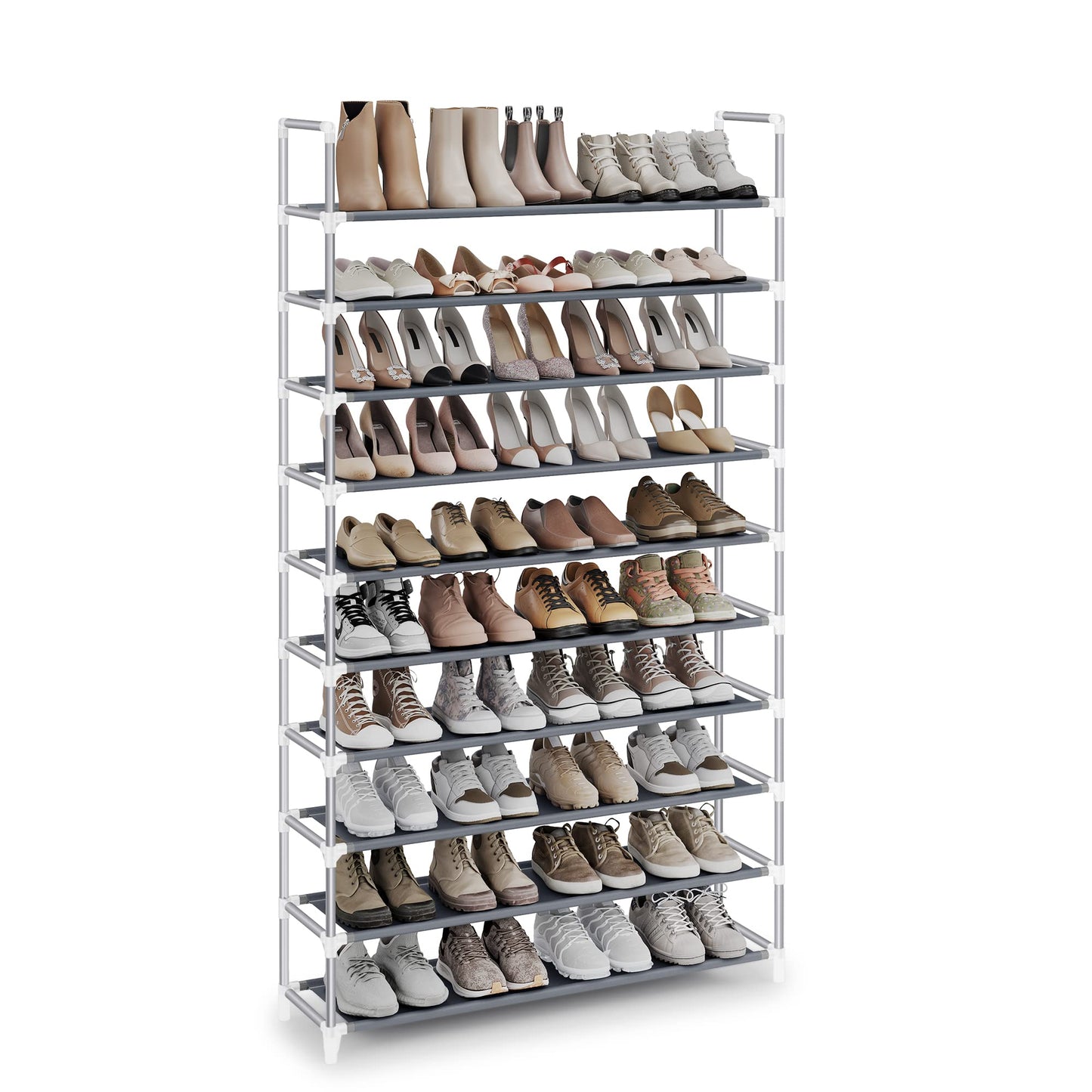 SONGMICS Shoe Rack, 10-Tier Shoe Shelf, Shoe Storage Organizer, 11 x 37 x 68.9 Inches, Metal Frame