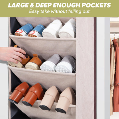 6 Pack Shoe Organizer with 6 Extra Large Pockets and 4 Large Pocket, Over the Door Sturdy Closet