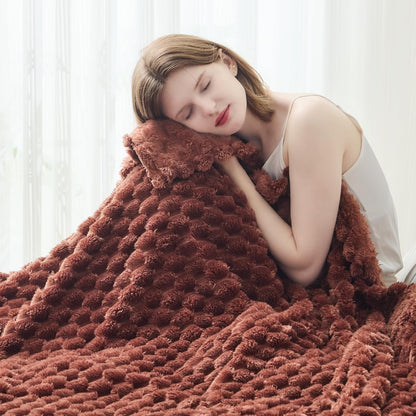 NEWCOSPLAY Super Soft Throw Blanket Coffee Premium Silky Flannel Fleece 3D Clouds Stylish Jacquard Lightweight Bed Blanket All Season Use 350GSM (Coffee, Throw(50"x60"))