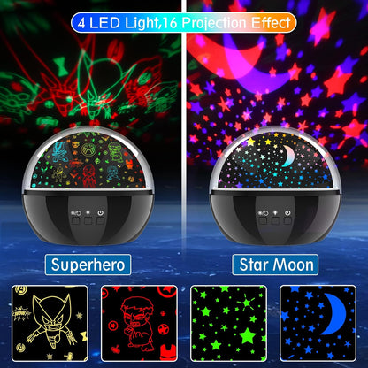Superhero Night Light Projector for Boy,Kids Night Lights with Hulk and Star Theme,360 Degree Rotation,15 Mode Color Changing,Birthday Gift Toys