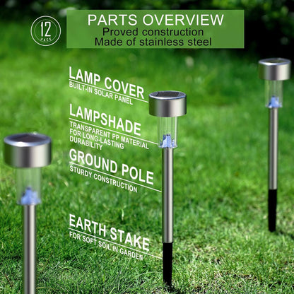 Solar Lights Outdoor Waterproof, Stainless Steel LED Landscape Lighting, Solar Garden Lights Solar Powered, Outdoor Solar Lights for Yard, Pathway, Walkway, Patio, Lawn - 16 Pack (Warm White)