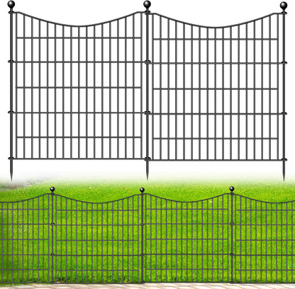 10 Panels No Dig Dog Fence Outdoor for Yard, 32 in(H) X 23.6 ft(L) Decorative Tall Garden Fence Animal Barrier, Rustproof Metal Wire Garden Edging and Borders, Temporary Fencing Stakes