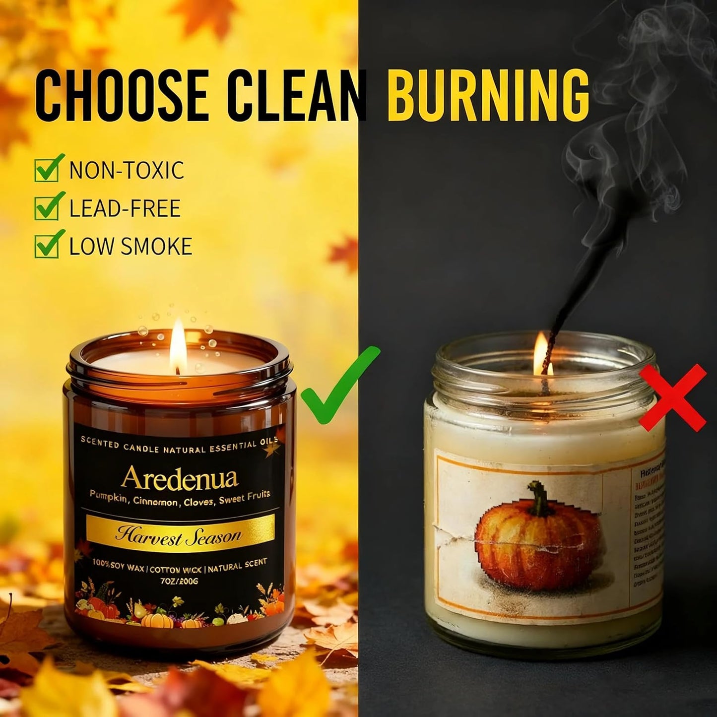 Harvest Season Candle - Fall Harvest Candle | Autumn Scented Candle - 7oz Soy Candles for Home Scented, Long Lasting Fall Scented Candle for Home, Cozy Seasonal Gift for Women Men