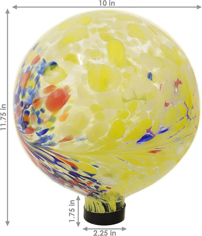 Sunnydaze 10-Inch Gazing Ball for Garden - Glass Gazing Globe for Outside - Garden Orb Yard Decor - Bright Summer Burst - Set of 2