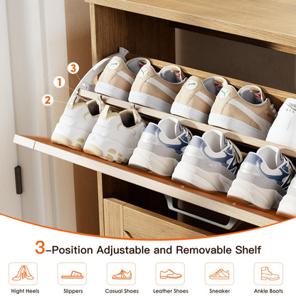 Nicetree 3-Drawer Flip Shoe Storage Tower – Slim-Profile Freestanding Rack with Adjustable 3-Tier
