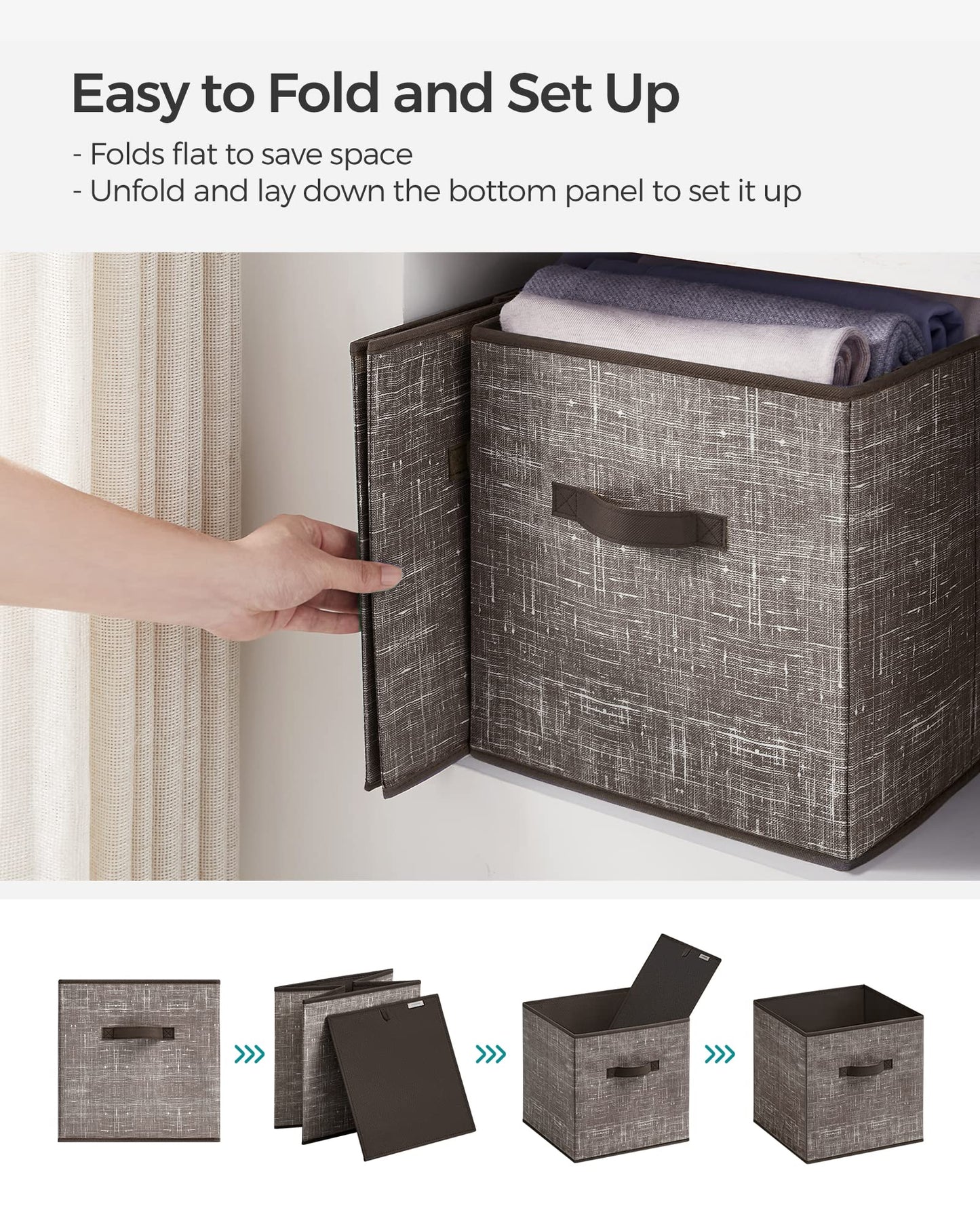 SONGMICS Storage Cubes, Set of 6, 13-Inch Foldable Closet Organizers