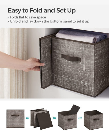 SONGMICS Storage Cubes, Set of 6, 13-Inch Foldable Closet Organizers