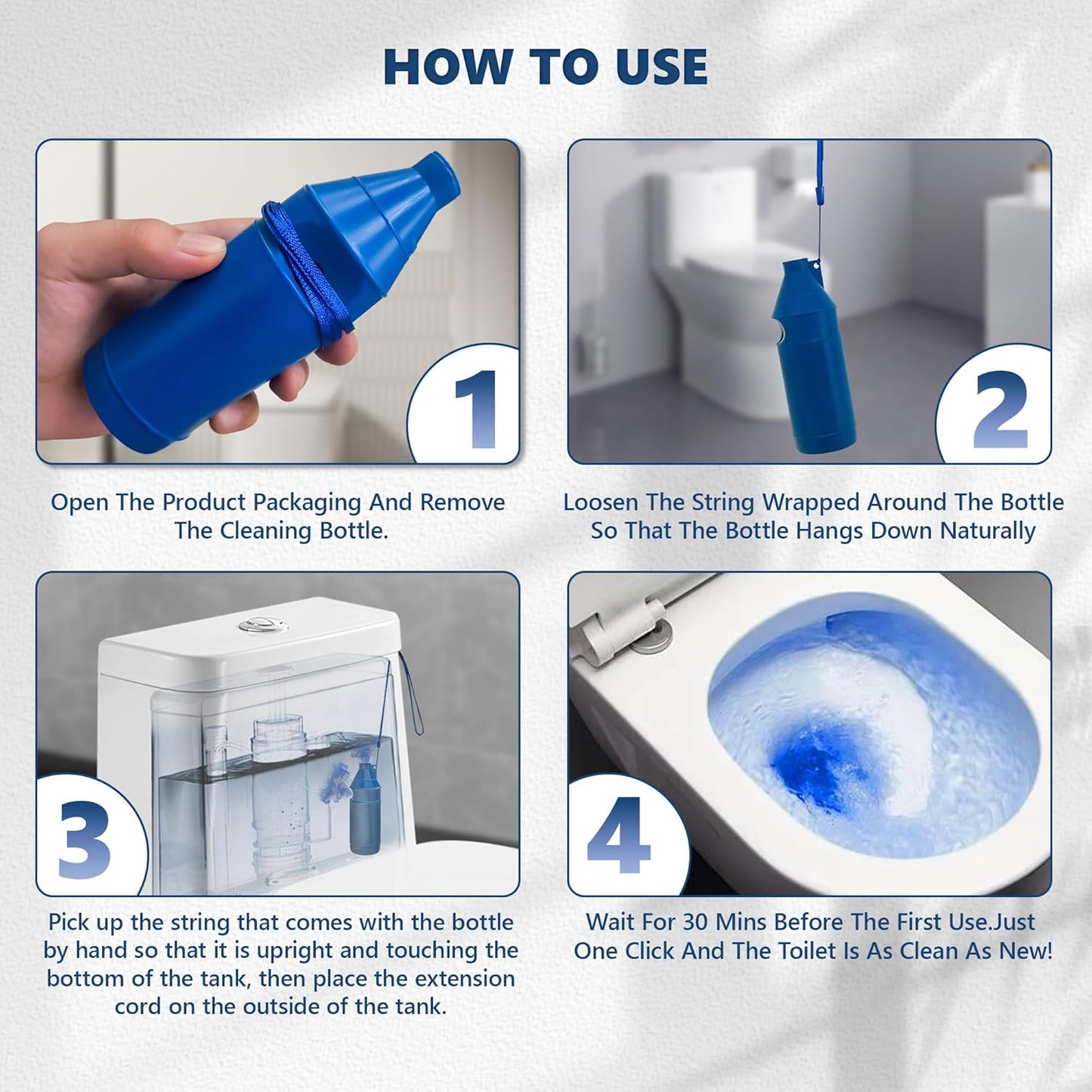 Toilet Bowl Cleaner Bottle, Automatic Toilet Bowl Cleaner Tablets in Bottle, Easy to Use, Long-Lasting Effect Toilet Cleaners Drop in Tank, Blue, 2 Bottles