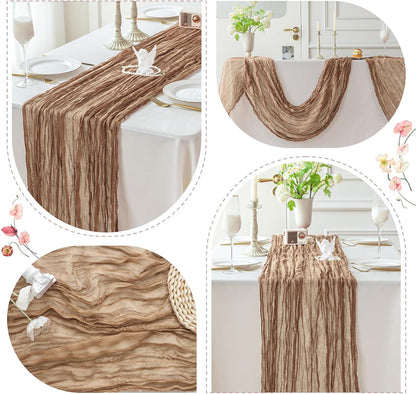 Sioloc Nude Cheesecloth Table Runner Fall Autumn Decor for Home 10ft Table Cloth for Tea Wedding Birthday Party Baby Bridal Shower Halloween Thanksgiving