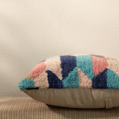 Tuffting Embroidery Decorative Throw Pillow Cover, 18 x 18 inches (Multi Geometrical)