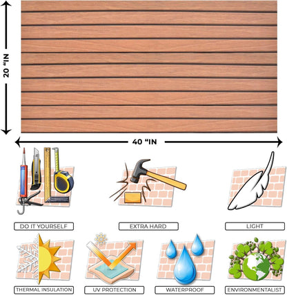IZODEKOR 3D Wood Effect Wall Panels - Faux Wood Paneling for Living Room, Kitchen, Bathroom and More | Natural Wood Look | Easy Application | Chestnut Shell Wood (10" x 10")