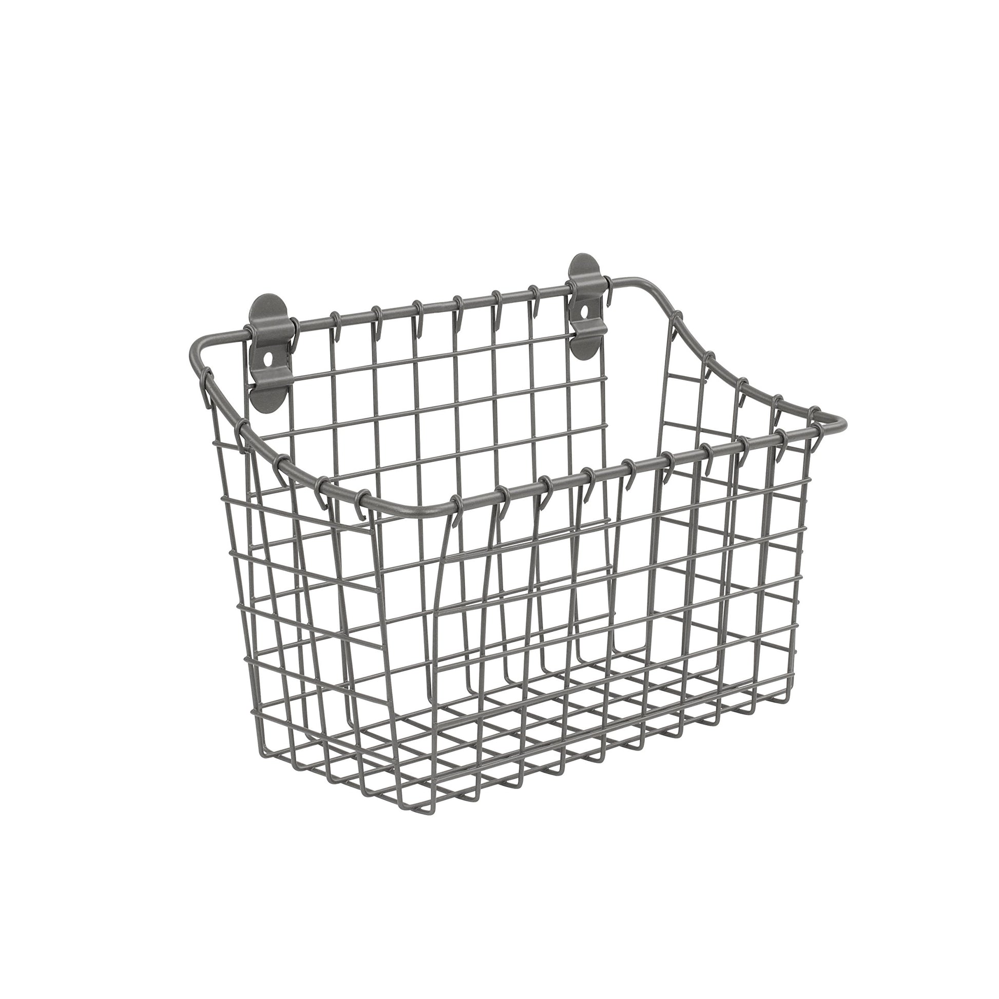 Spectrum Large Wall Mounted Wire Basket Industrial Gray Kitchen Wall Mount Organizer Storage
