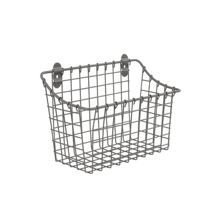 Spectrum Large Wall Mounted Wire Basket Industrial Gray Kitchen Wall Mount Organizer Storage