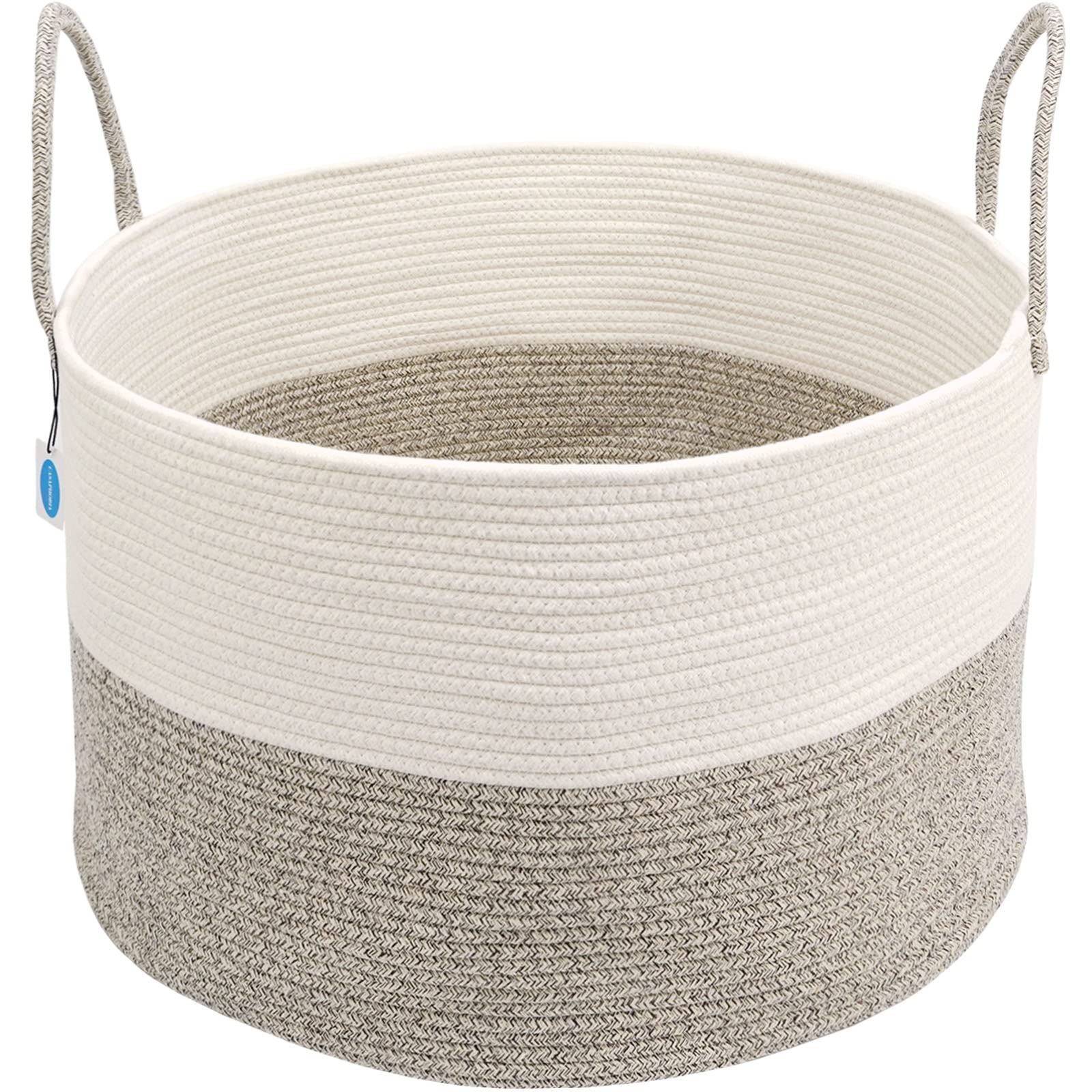 Casaphoria XXXLarge Cotton Rope Basket for Living Room - Woven Storage Basket with long Handle for