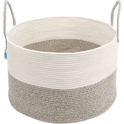 Casaphoria XXXLarge Cotton Rope Basket for Living Room - Woven Storage Basket with long Handle for