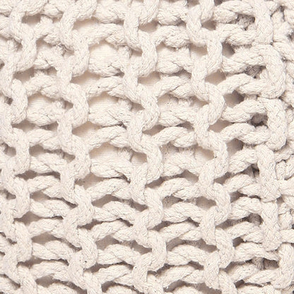 REDEARTH Round Pouf Ottoman - Cable Knitted Boho Poof - Home Décor Cord Pouffe Handmade Circular Footrest for Living Room - Bedroom - Kids Bedroom - 100% Cotton Pouf (19.5"x19.5"x14") - Natural
