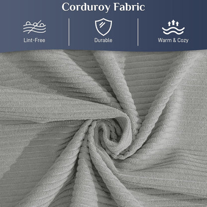 Convertible Sleeper Sofa Bed with Pillow, 4-in-1 Corduroy Folding Mattress Couch with Fixed-Shape Frame, Futon Fold Out Floor Sofa Cama Lounge Couch for Living Room Bedroom, Light Grey