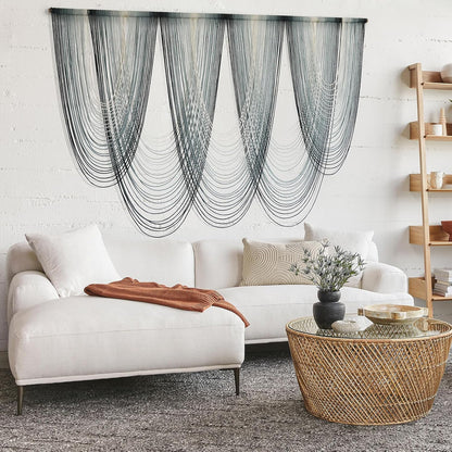 IOWER Large Macrame Wall Hanging Dip-Dyed Macrame Wall Decor Boho Wall Decor Craftsmanship Fiber Art 57" W x 41" L