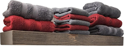 joelsantiques 24 Inch Wooden Floating Shelves for Wall - 24x6x2 in - Made of Natural Wood - Short Heavy Duty Rustic Wall Shelves for Bedroom - Perfect for Bathroom, Kitchen - Grey