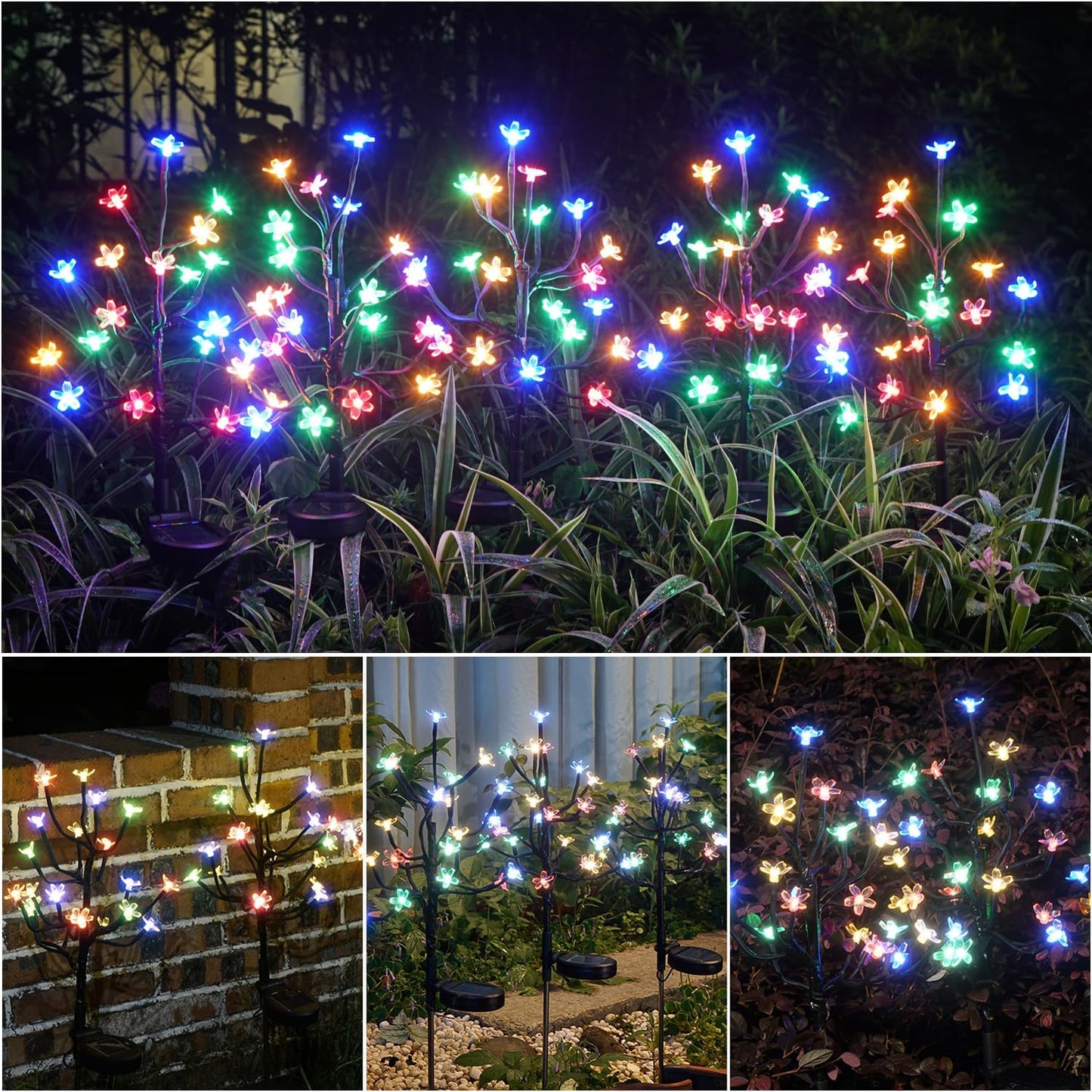 Solar Garden Lights Garden Decor, Solar Flowers Outdoor Decorative,2Pack 40LED Fairy Lights Outdoor Garden Waterproof for Outside Yard,Lawn,Patio,Pathway Decorations Gardening Gifts