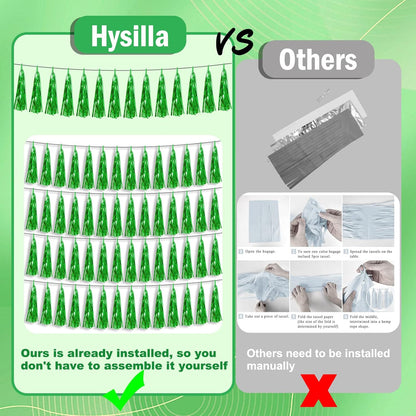 4P Green Foil Fringe Metallic Streamers Banner Tassel Garland for Parade Floats, Bachelorette, Wedding, Birthday, Halloween, Christmas, Bridal/Baby Shower Party Decorations