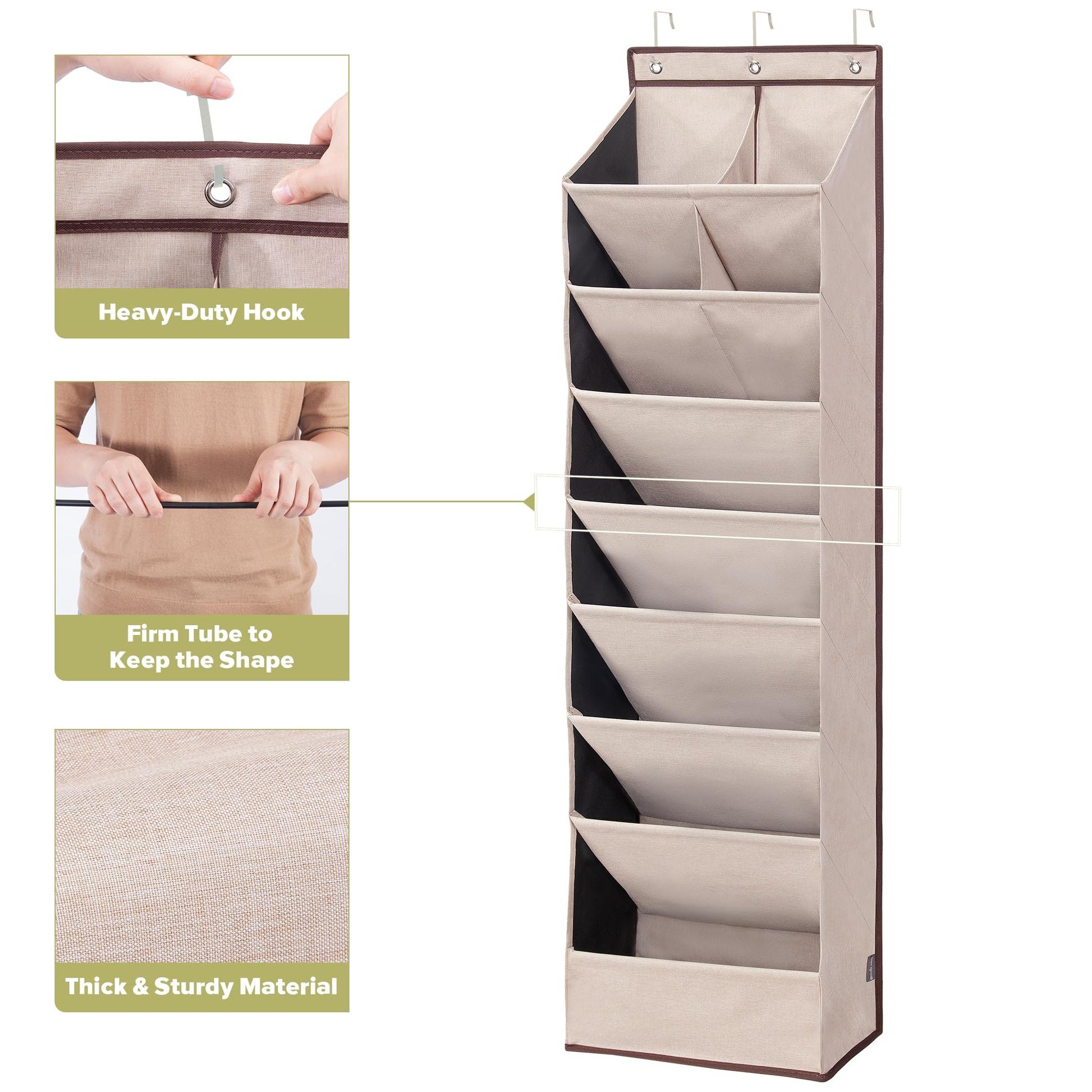 6 Pack Shoe Organizer with 6 Extra Large Pockets and 4 Large Pocket, Over the Door Sturdy Closet