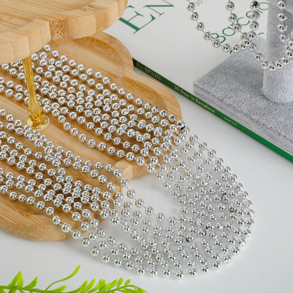 50PCS Bead Necklace, Silver Christmas Bead Stuff Party Favors, 33" Xmas Necklaces Women and Men, Festival Events Parade Throw Accessories for Wedding Birthday Celebrations Decorations