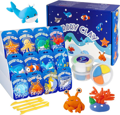 Air Dry Clay Kit for Kids,DIY Air Dry Clays Kit with Sculpting Tools and Tutorials,Creative Molding Clay Gift Kits with Tools,Ultra Light and Soft, Safe and Non-Toxic DIY Underwater Adventure Gift Toy