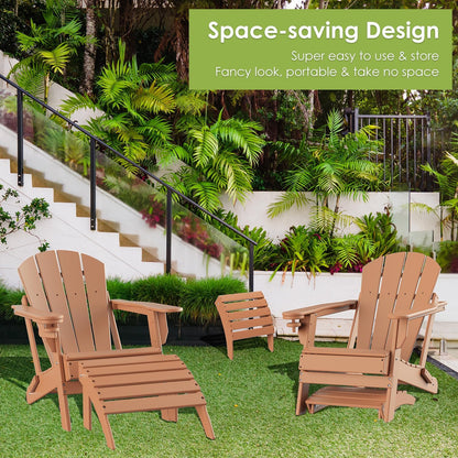 GREENVINES Adirondack-Ottoman | HDPE Plastic | Outdoor Footrest | All Weather | Foot Rest | Foot Stool | Teak | for Adirondack Chair | for Patio Backyard Pool