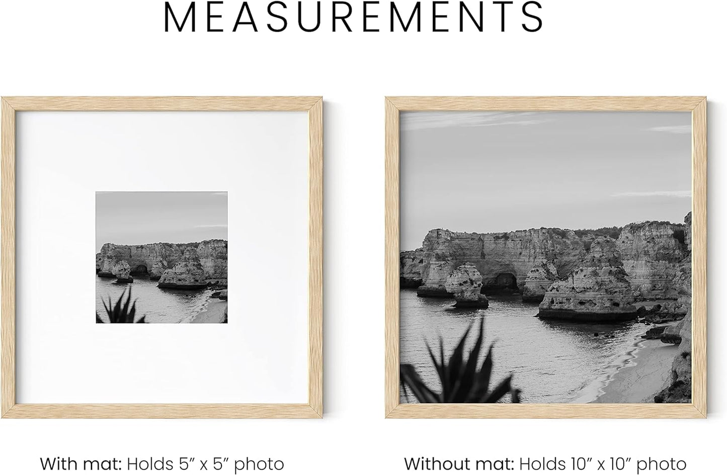 HAUS AND HUES Oak 10x10 Square Picture Frames, Set of 25, Beige, Wall-Mountable, Modern Gallery Wall Frame Set