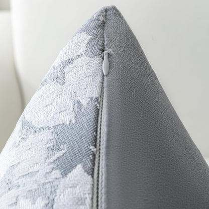 Jacquard Throw Pillow Covers 12x20 Inch Set of 2 - Vintage Floral Boho Pillow Cases with Botanical Pattern | Farmhouse Decor for Couch Living Room | Soft Textured Neutral Trio Slate Gray 12" x 20"