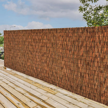 Brown 2 Pack 3.3FT X 16.4FT Reed Fencing Roll, Balcony Privacy Shade Reed Bamboo Fencing Garden Fence Border, Wind Block Sunshade Fence Screen for Outdoor Yard Patio Flower Bed Edge