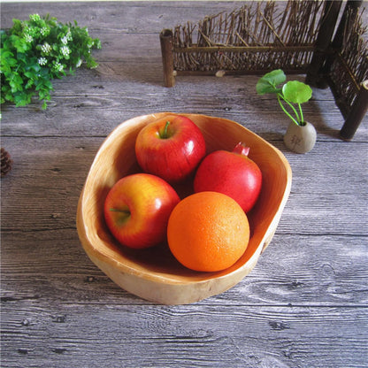 Wooden Bowl Decorative Natural Wood Fruit Bowl, Irregular Creative Wood Bowls, Rustic Hand Carved Candy Snack Keys Serving Bowls for Home Decor(8"-10" Diameter)