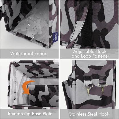 Surblue Bedside Caddy Hanging Bed Organizer Storage Bag Pocket for Bunk and Hospital Beds, College Dorm Rooms Baby Bed Rails, Wheelchair Side Bag, Camp Chiars, 4 Pockets and 2 Hooks (Small City)