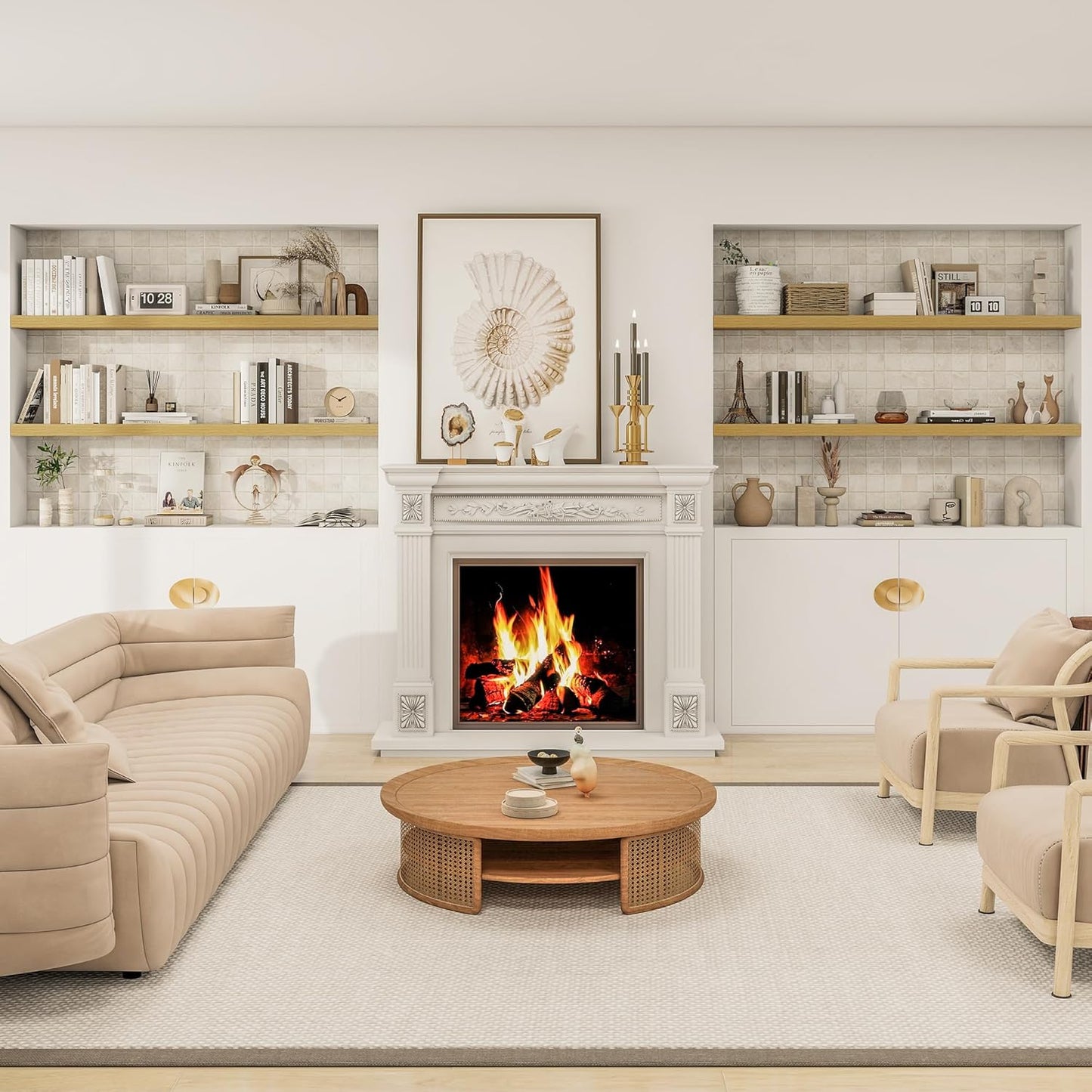 12 Inch Deep Floating Shelves 55 inch Long, 55 x 12 Wide Wall Shelves with Invisible Brackets, Heavy Duty Shelf for Bedroom Bathroom Living Room Kitchen Office Home Decor, Modern Shelf Set of 2, Oak