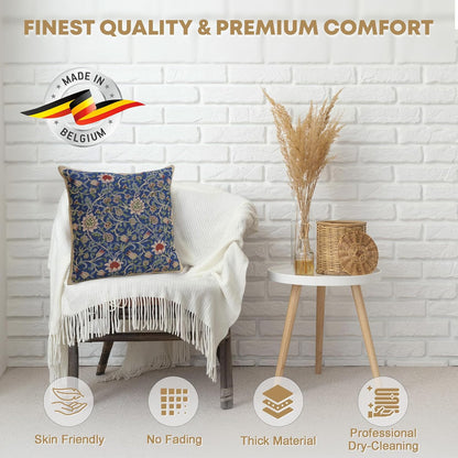 Charlotte Home Furnishings Throw Pillow Covers 16x16 in, Royal Blue Decorative Couch Pillow Covers, Boho Decor European Tapestry Cushion Cases, Living Room Cozy Home Decor, Jacquard Woven Soft Cotton