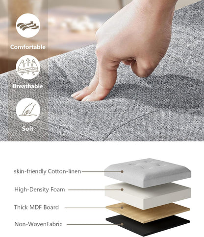 15 Inches Small Folding Storage Ottoman Cube, Storage Footrest, Foot Rest Stool, for Living Room, Bedroom, Dorm, Hallway, Entryway, Light Gray