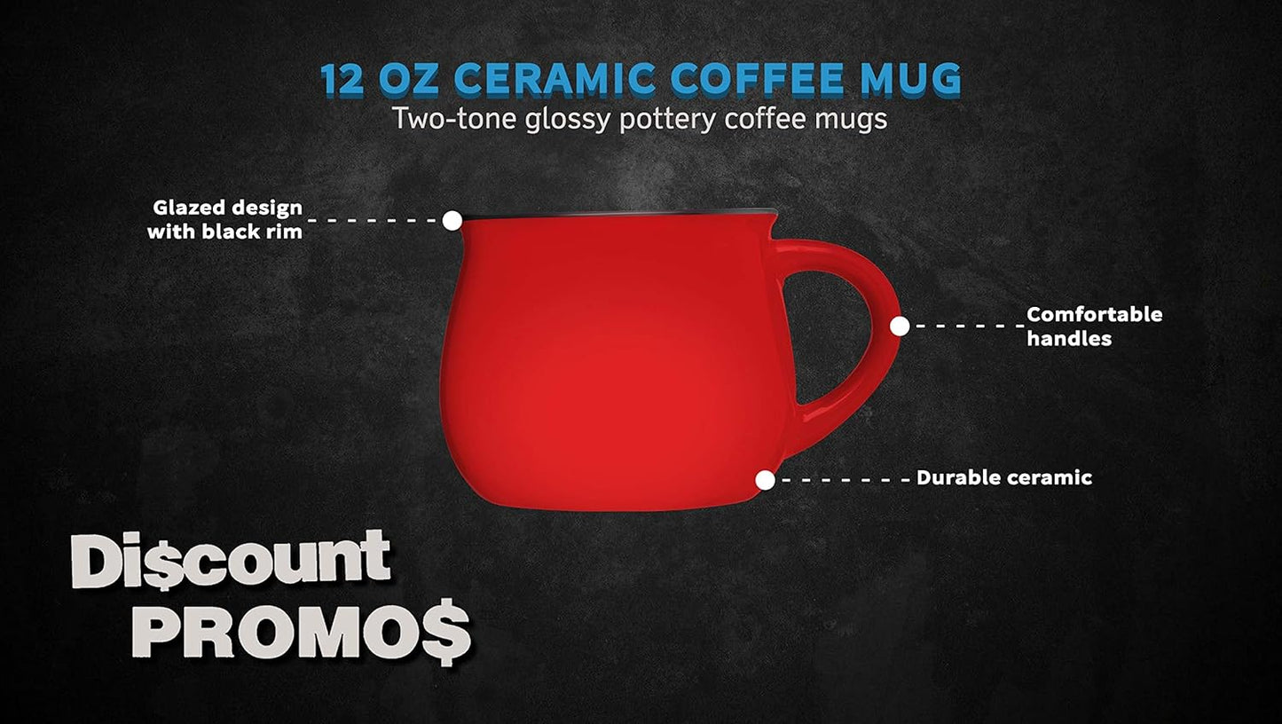 DISCOUNT PROMOS Glazed Campfire Coffee Mugs 12 oz. Set of 10, Bulk Pack - Perfect for Coffee, Tea, Espresso, Hot Cocoa, Other Beverages - Red