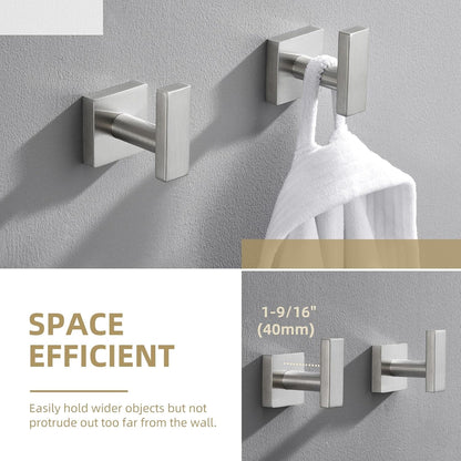 Angle Simple Bathroom Towel Hook 2 Pack, SUS304 Stainless Steel Bath Robe Holder, Modern Coat Hook Wall Mounted, Brushed Nickel