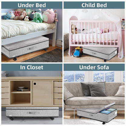 Supowin Under Bed Storage with Wheels, 2Pack Rolling Underbed Storage