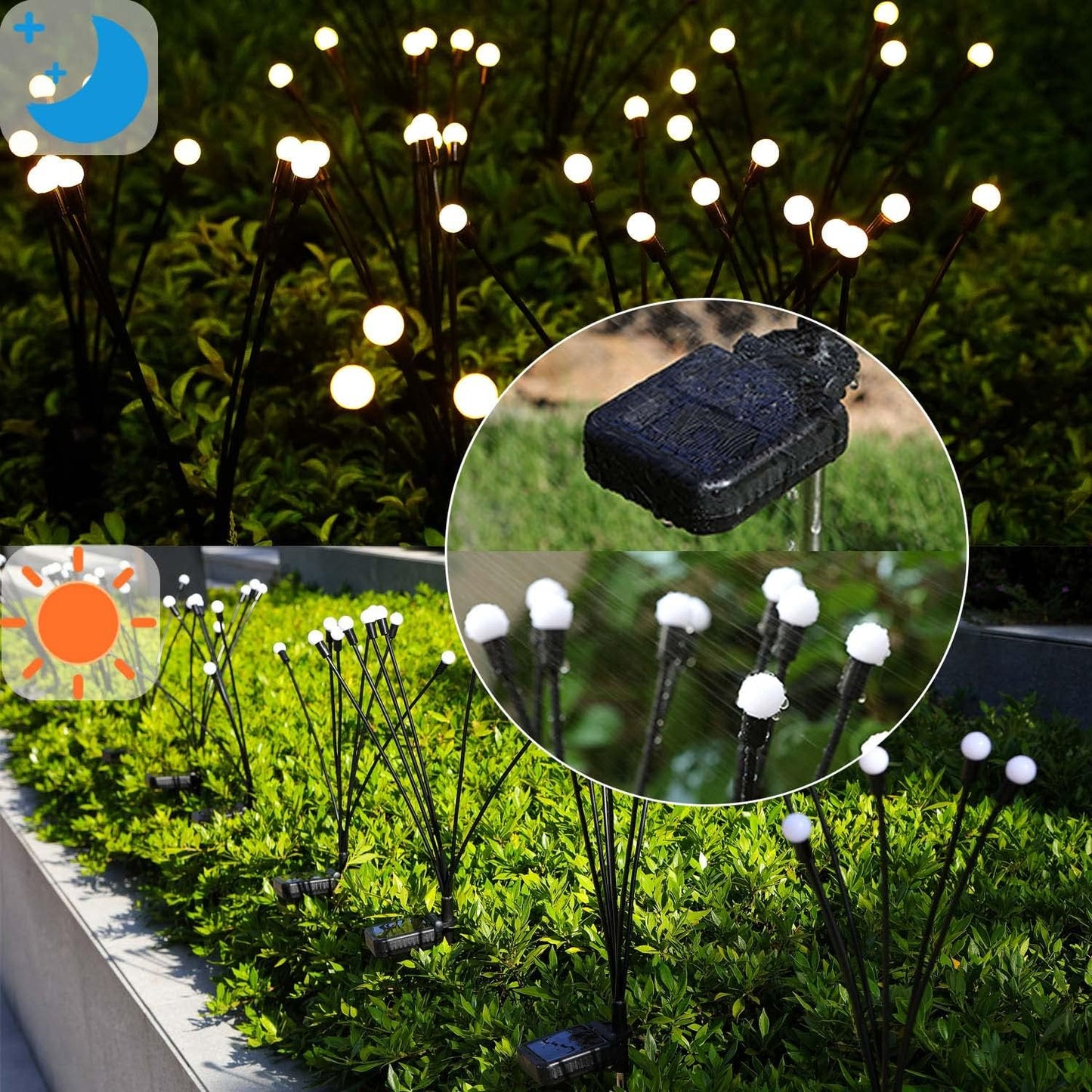 Solar Garden Lights Outdoor, 4 Pack Firefly Swaying Lights, Waterproof Garden Decor for Yard Patio Pathway Lawn, Gardening Gifts for Women Christmas Decoration