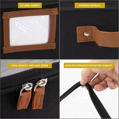 HOMELUX THEORY 2pc Low Profile Under Bed Storage Containers, Thin Under Couch Storage Organizer with Bins & Lids, Underbed Storage Box Ideal for Seasonal Clothes, Blankets, Fabric & Shoes (Black)