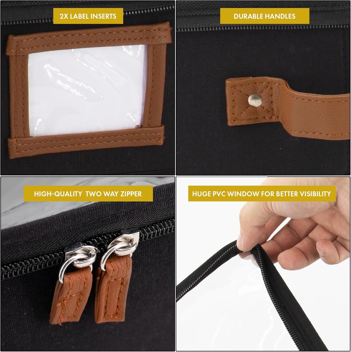 HOMELUX THEORY 2pc Under Bed Storage Containers, Bedroom Under the Bed Drawer Storage Organizer with Bins and Lids, Large Underbed Clothes Storage Box Ideal for Blanket, Fabric, & Shoes (Black)