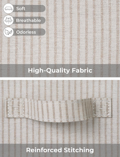 StorageWorks Large Storage Bins with Lids, Decorative Storage Boxes with Lid and Handles, Foldable Storage Baskets for Closet, Shelves, Stackable, Khaki Stripe, 3-Pack