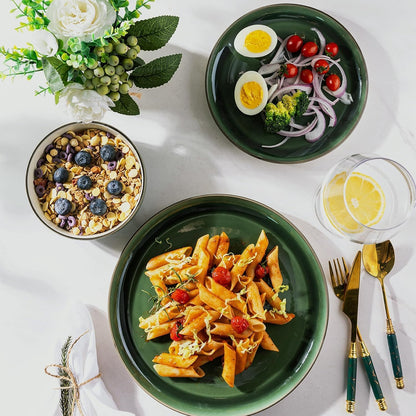 GBHOME Ceramic Dinnerware Sets, 24 Pieces Stoneware Dinnerware Set, Plates and Bowls Sets, Dishwasher & Microwave Safe,Dishes Set | Service for 8