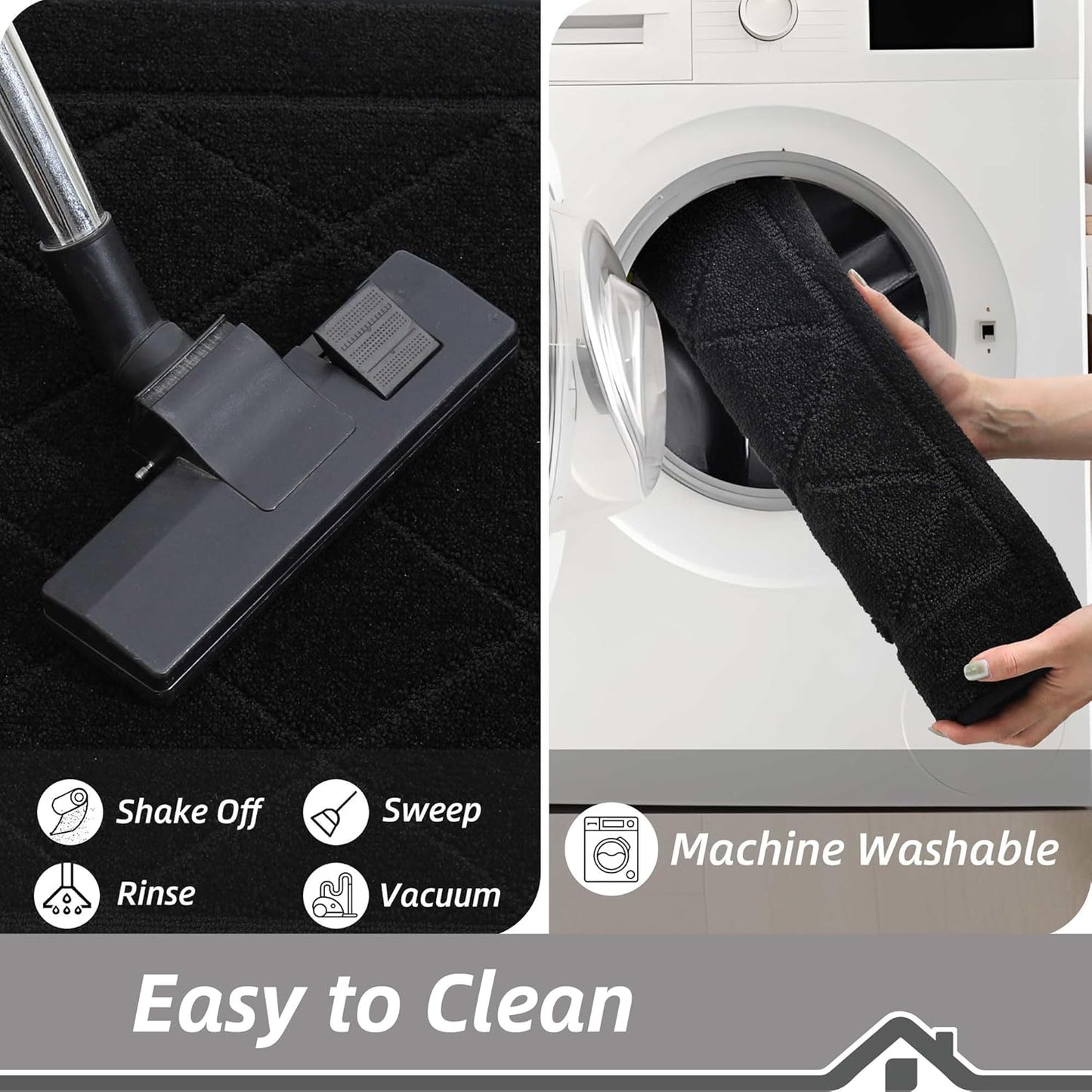 BEQHAUSE Dirt Trapper Door Mat 36" x 60", Doormat Non-Slip Entryway Rugs Washable, Dog Door Mat Stain Resistant and Absorbent Welcome Floor Mat for Front Back Door, Muddy Wet Shoes & Paws, Black