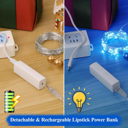 Lakumu 32FT(16 * 2) LED String Lights Battery Operated, Fairy Lights with Timer, Mini Twinkle Lights for Bedroom, Christmas Decorations, Wedding, Vine, Centerpiece Table Decor Blue