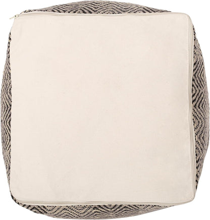 GDFStudio Boho Handmade Fabric Cube Pouf Ottoman Foot Stool - Bean Bag Floor Chair - Foot Rest Couch for Living Room Bedroom, Brown Beige and Yellow,15"" x 15"" x 15"", 312185N